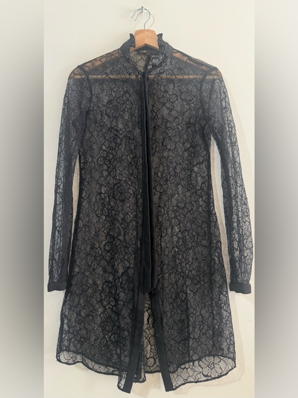 Maje Black Floral Lace Blouse